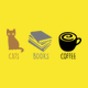 Tričko Cats, books, coffee